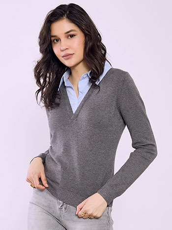 Πουλόβερ με γιακά πουκάμισου SQ7572.4063+2