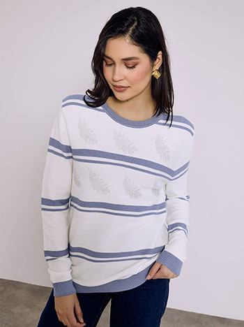 Πουλόβερ με ρίγες και strass SQ7572.4365+3