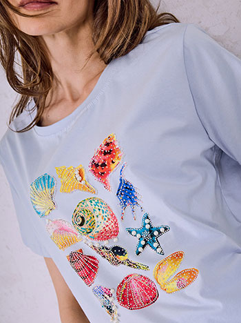T-shirt με strass και πέρλες SQ7572.4529+4