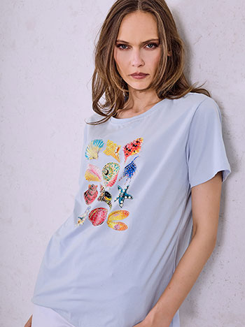  T-shirt με strass και πέρλες SQ7572.4529+4 - 5