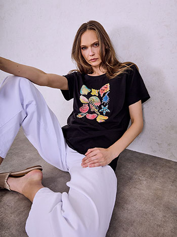 T-shirt με strass και πέρλες SQ7572.4529+2