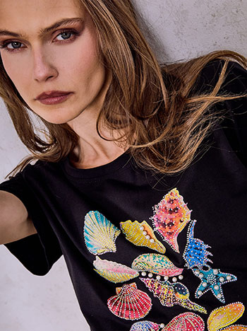  T-shirt με strass και πέρλες SQ7572.4529+2 - 5