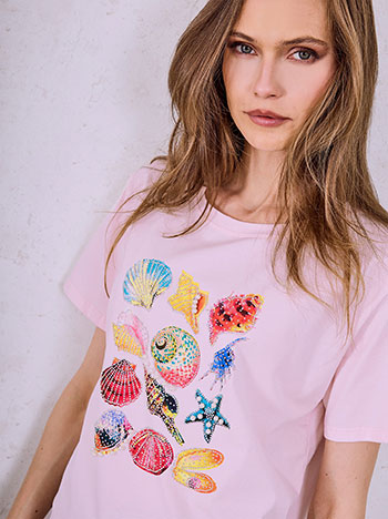 T-shirt με strass και πέρλες SQ7572.4529+3
