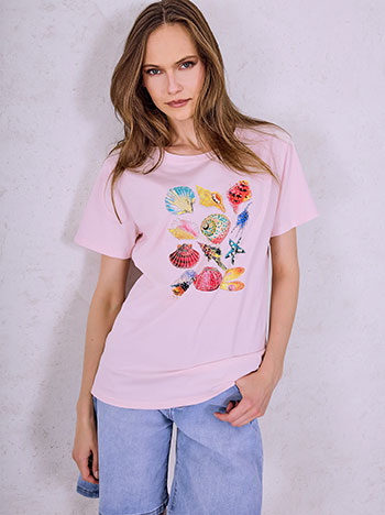  T-shirt με strass και πέρλες SQ7572.4529+3 - 5