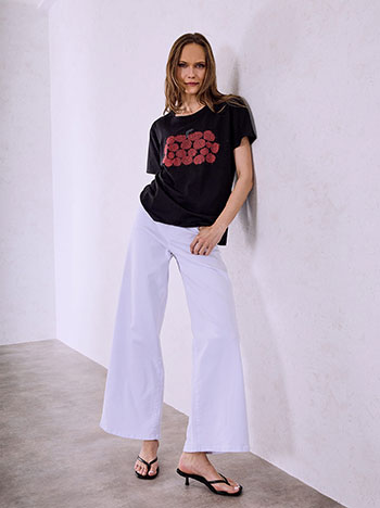  T-shirt με στάμπα και strass SQ7572.4538+3 - 4