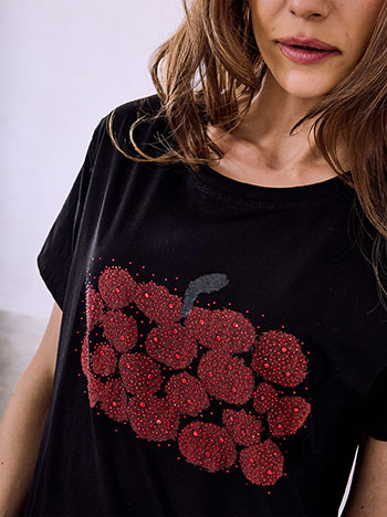  T-shirt με στάμπα και strass SQ7572.4538+3 - 5