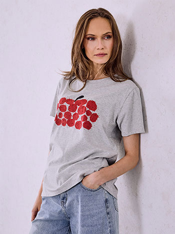 T-shirt με στάμπα και strass SQ7572.4538+2