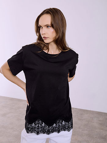 Μπλούζα με δαντέλα στο τελείωμα SQ7572.4586+2