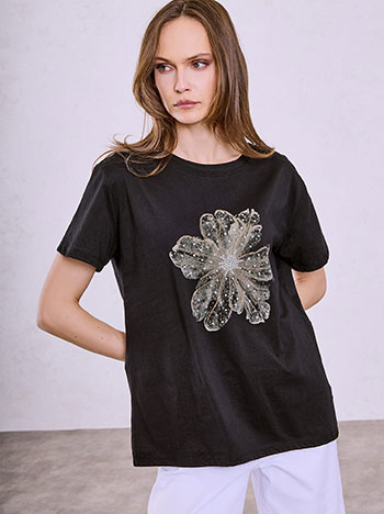 T-shirt με στάμπα λουλούδι SQ7572.4588+2