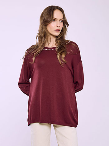 Μπλούζα με πέρλες στη λαιμόκοψη SQ7572.4818+5