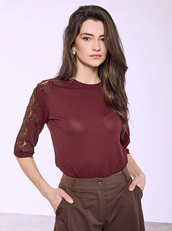 Μπλούζα με δαντέλα στο μανίκι SQ7572.4821+5