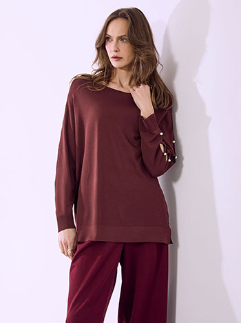 Μπλούζα με πέρλες στο μανίκι SQ7572.4823+5