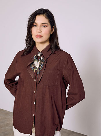 Πουκάμισο ασύμμετρο με μαντήλι SQ7578.3609+3