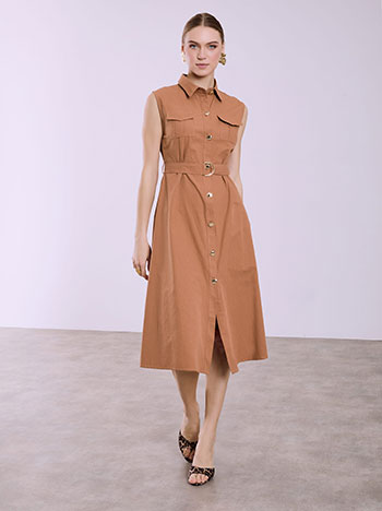 Celestino Σεμιζιέ φόρεμα βαμβακερό με τσέπες SQ7578.8053+2