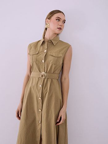 Σεμιζιέ φόρεμα βαμβακερό με τσέπες SQ7578.8053+5