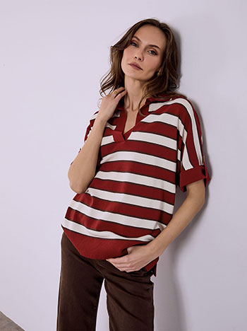 Μπλούζα ριγέ με κλασικό γιακά SQ7583.4126+4