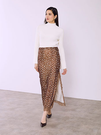 Φούστα σατέν με λεπτομέρεια δαντέλας SQ7584.2988+1