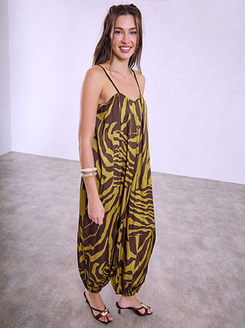 Celestino Ολόσωμη Φόρμα Σατέν Animal Print Sq7585 1316+3 Παντελόνια Ολόσωμες Φόρμες Γυναικεία Ρούχα Μόδα