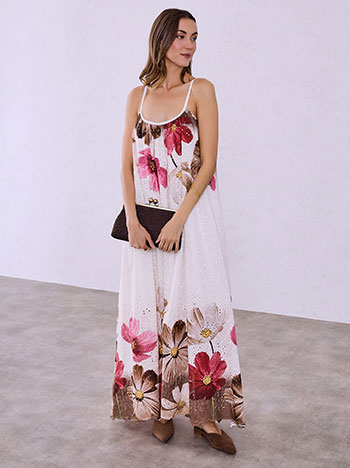 Φόρεμα κεντητό διάτρητο φλοράλ SQ7585.8002+3