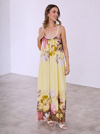 Φόρεμα κεντητό διάτρητο φλοράλ SQ7585.8002+2