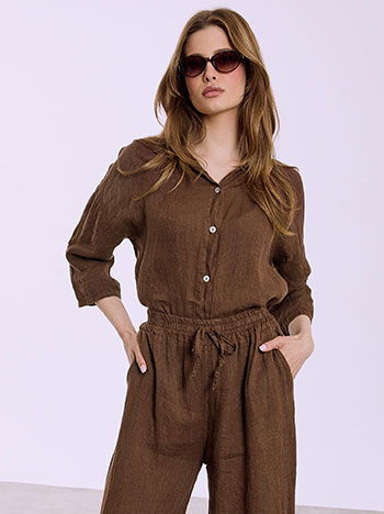 Πουκάμισο λινό με τρία τέταρτα μανίκι SQ7587.3582+2