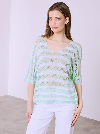 Μπλούζα ριγέ με τρία τέταρτα μανίκι SQ7587.4129+2