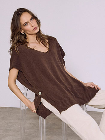 Πουλόβερ πλεκτό με κουμπιά στο πλάι SQ7587.4132+3