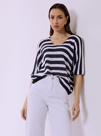 Μπλούζα πλεκτή με ρίγες SQ7587.4181+2