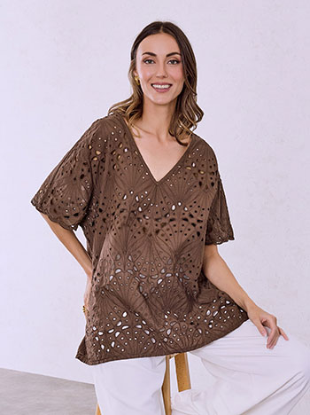 Μπλούζα διάτρητη από βαμβάκι SQ7587.4438+2