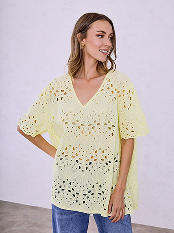 Μπλούζα διάτρητη από βαμβάκι SQ7587.4438+3