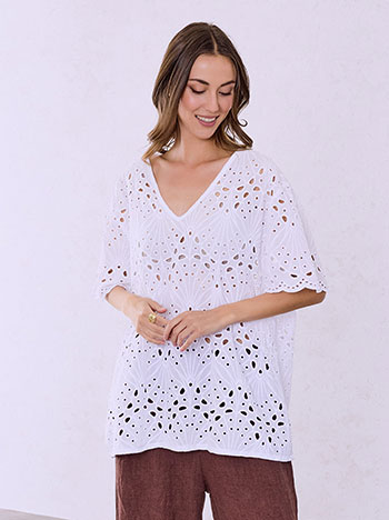 Μπλούζα διάτρητη από βαμβάκι SQ7587.4438+1