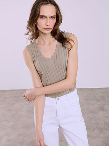 Celestino Μπλούζα ριπ πλεκτή αμάνικη SQ7587.4591+2