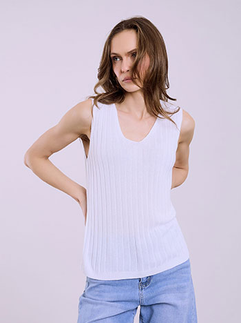 Celestino Μπλούζα ριπ πλεκτή αμάνικη SQ7587.4591+1