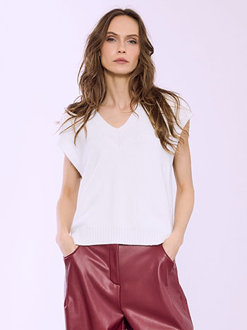 Πουλόβερ αμάνικο πλεκτό ασύμμετρο SQ7587.4927+6