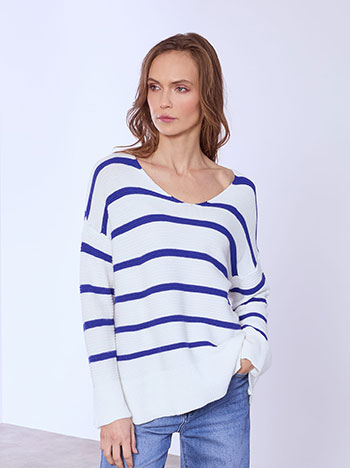 Πουλόβερ ριγέ με V λαιμόκοψη SQ7587.4972+2