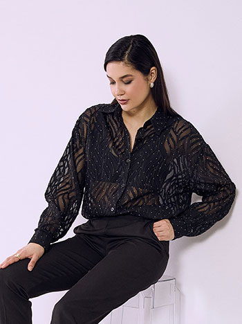 Πουκάμισο με ανάγλυφα σχέδια και strass SQ7589.3202+1