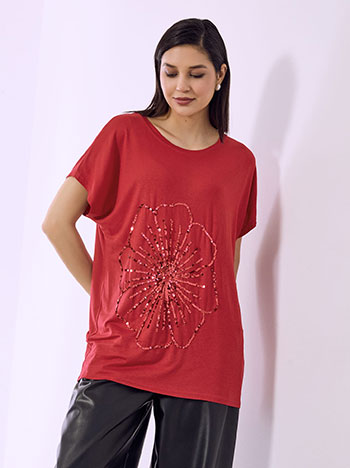 Μπλούζα με λουλούδι απο παγιέτες SQ7590.4199+2