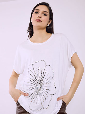 Μπλούζα με λουλούδι απο παγιέτες SQ7590.4199+3