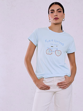 T-shirt με ποδήλατο και χάντρες SQ7590.4386+2