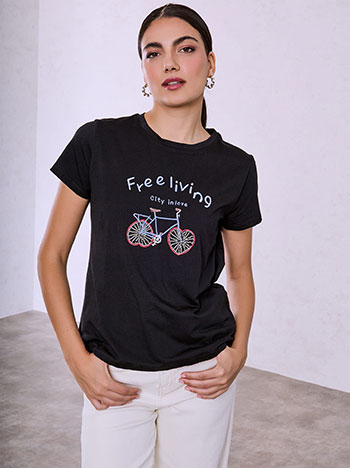 T-shirt με ποδήλατο και χάντρες SQ7590.4386+3