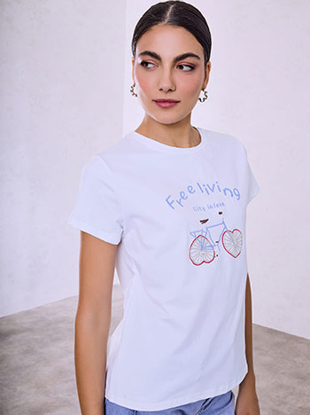T-shirt με ποδήλατο και χάντρες SQ7590.4386+1