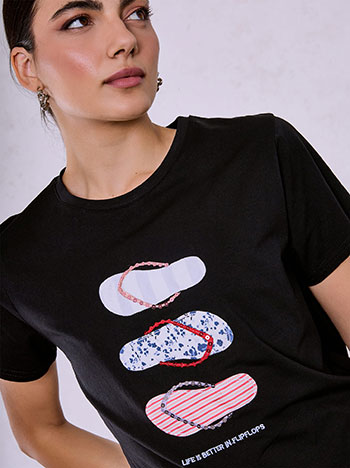 Celestino T-Shirt με Στάμπα Και Παγιέτες Sq7590 4586+2 Μπλούζες T-Shirts Γυναικεία Ρούχα Μόδα