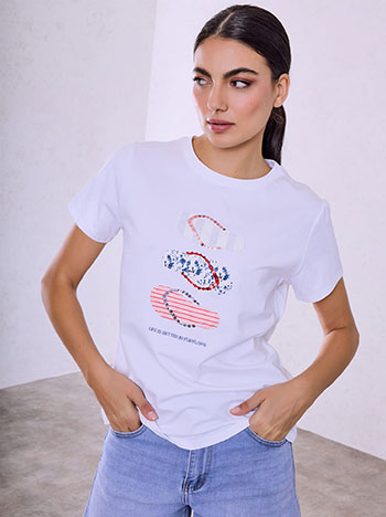 T-shirt με στάμπα και παγιέτες SQ7590.4586+1