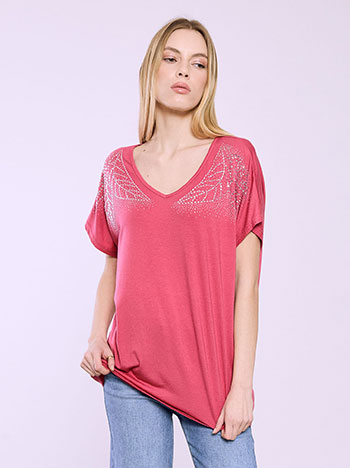 Μπλούζα κοντομάνικη με strass SQ7590.4688+3