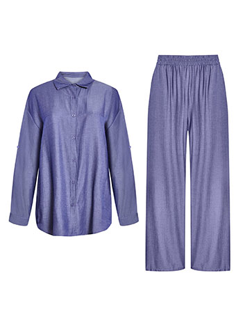 Σετ πουκάμισο και παντελόνα με denim όψη SQ7591.0017+1 φωτογραφία