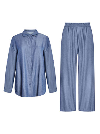 Σετ πουκάμισο και παντελόνα με denim όψη SQ7591.0017+2 φωτογραφία