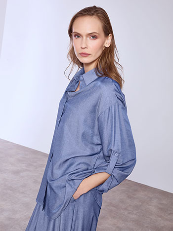 Σετ πουκάμισο και παντελόνα με denim όψη SQ7591.0017+2 φωτογραφία