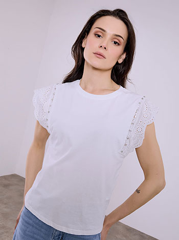 Τοπ με κέντημα και strass SQ7591.4320+2