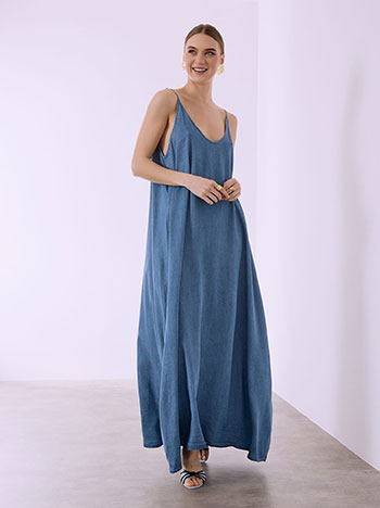 Φόρεμα βαμβακερό με denim όψη SQ7591.8403+2