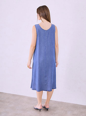 Celestino Φόρεμα Μίντι με Denim Όψη Sq7591 8412+1 Φορέματα Midi Γυναικεία Ρούχα Μόδα